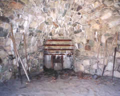 Blast furnace interior showing the charging bridge where materials were loaded