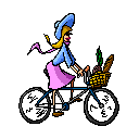 Animated person riding a bicycle