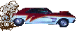 Animated hot rod car with lots of exhaust