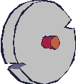 Animated stone wheel turning right and left